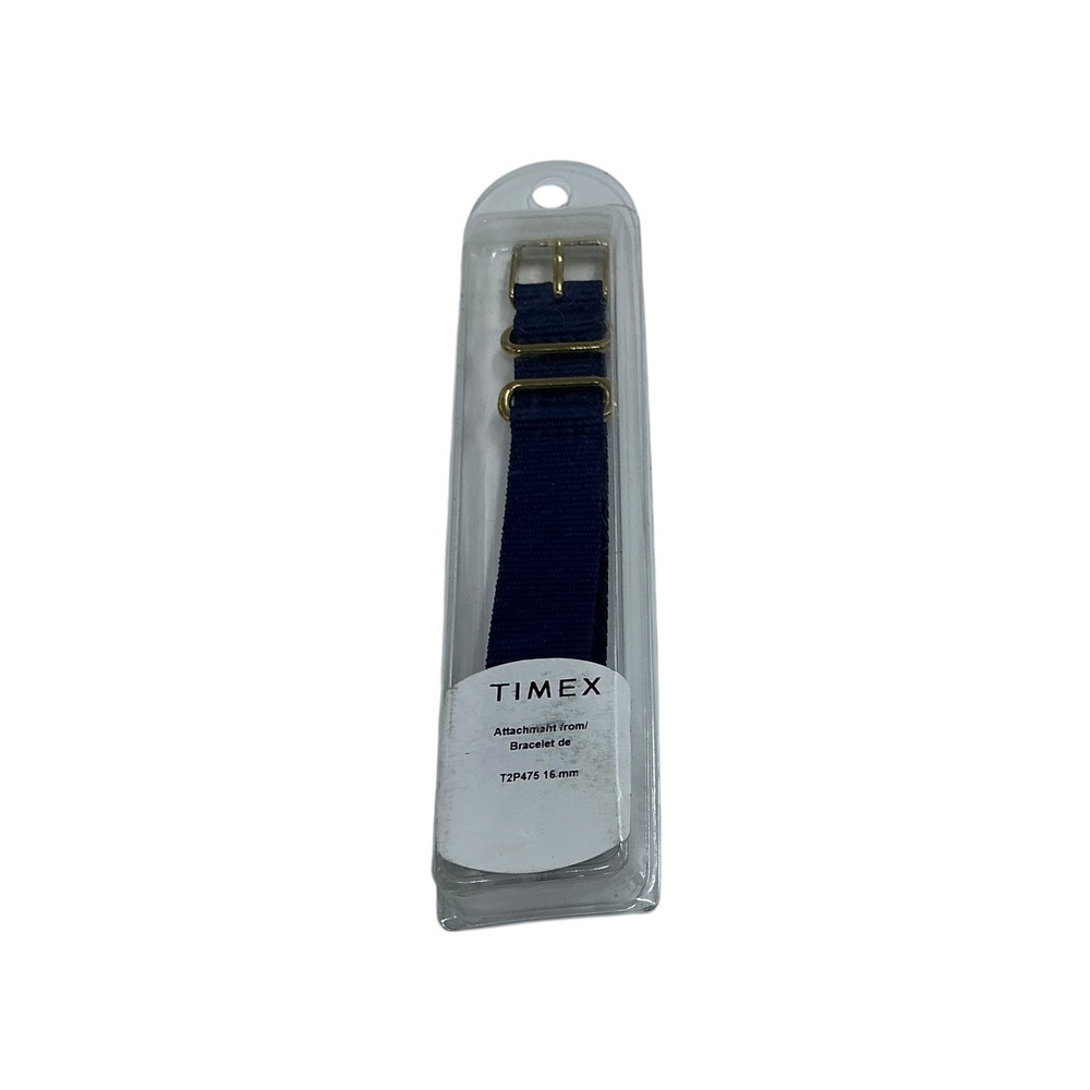 Timex Replacement Watch Strap Fabric Navy Blue Brass Buckle 16mm T2P475